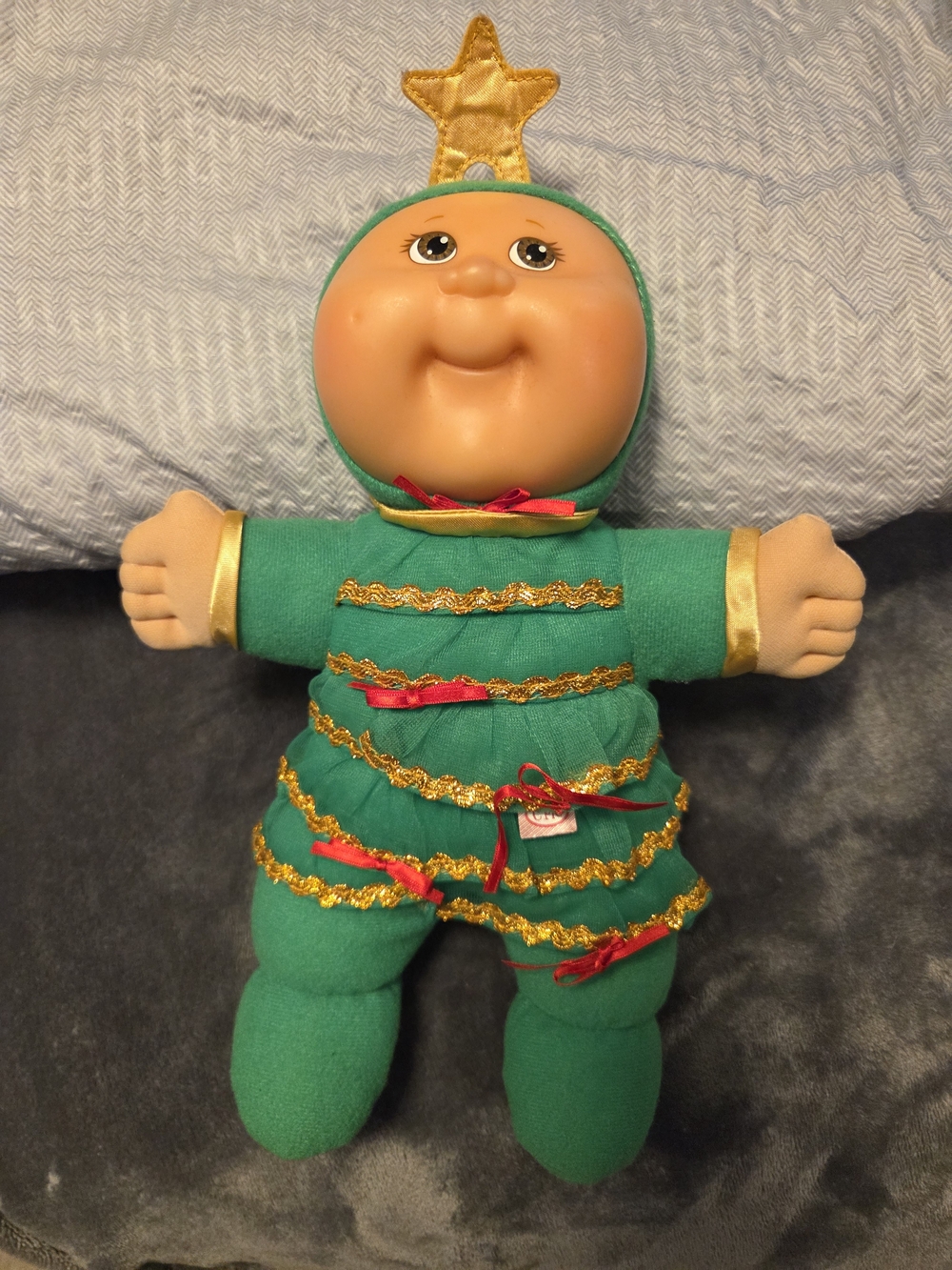 Plush Star-Topper Green Holiday Doll - Soft Cuddly Toy
